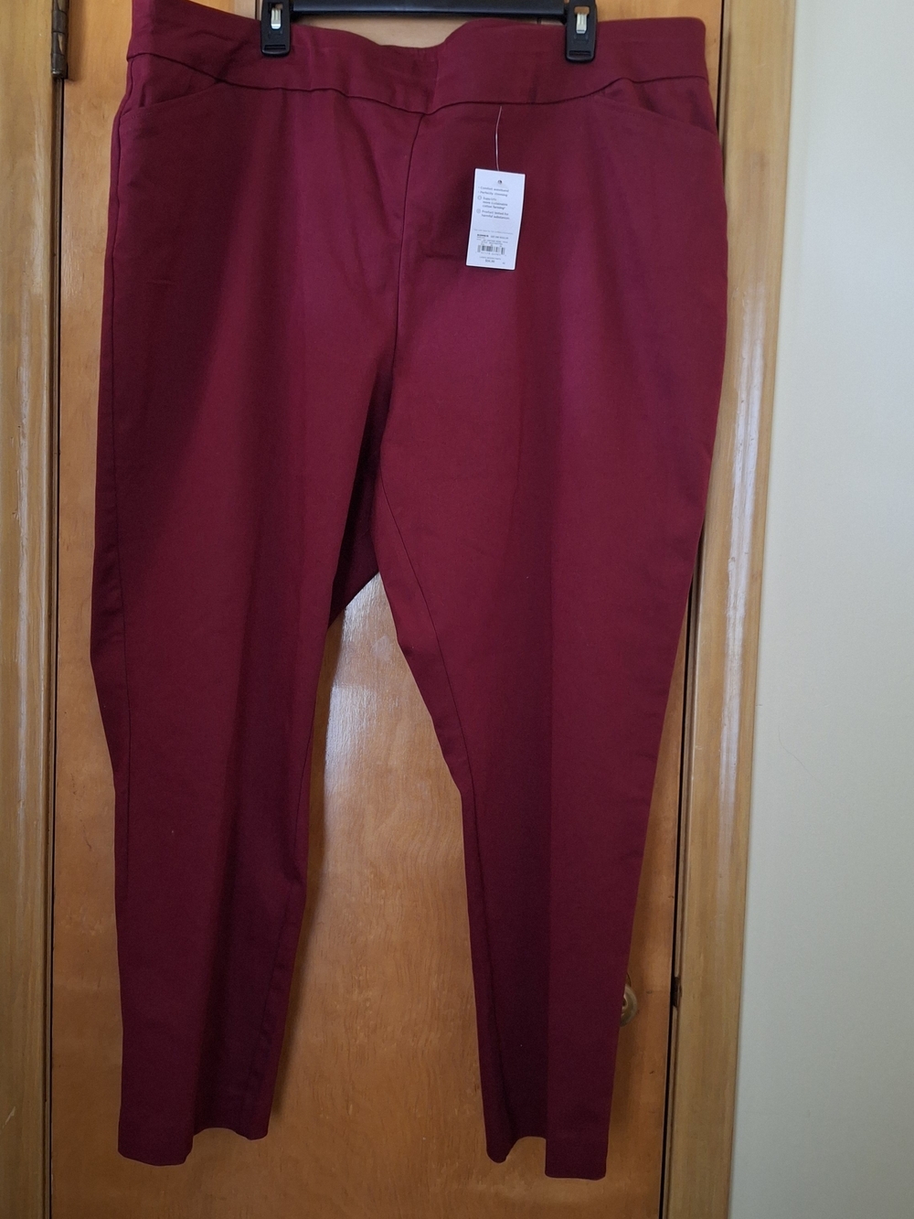 Womens Burgundy Dress Pants - Classic Straight Fit Size 24R